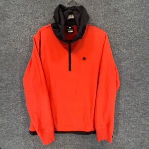 LRG Sweatshirt Mens Large Orange Hooded 1/4 Zip Pullover Lifted Research Group